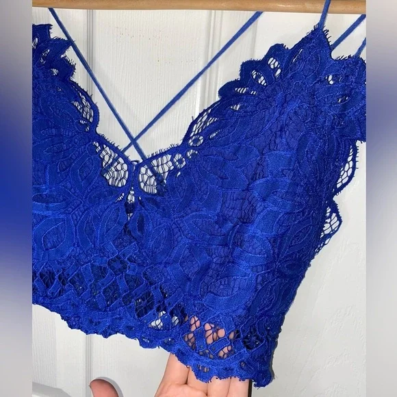 Peach Love California Lace Bralette โ Royal Blue โ Size Large Boho - Picture 3 of 6
